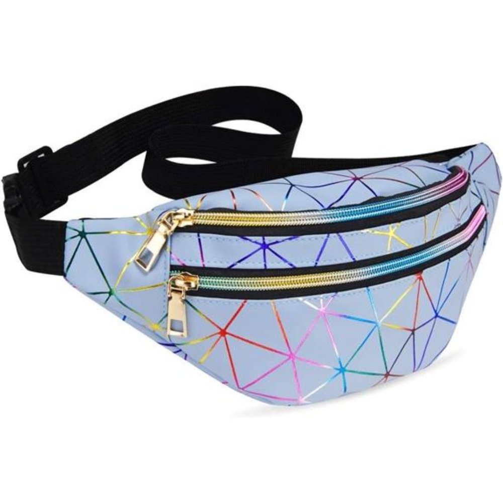 Holographic Fanny Pack for Women Waterproof Waist Pack Shinywith Adjustable Belt